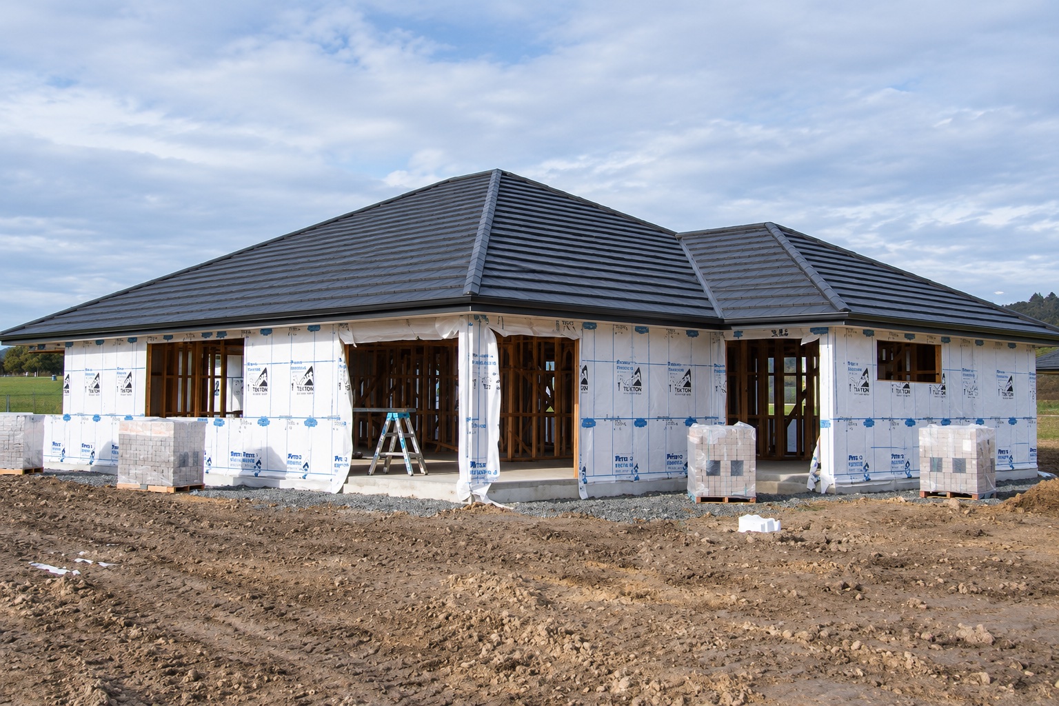 New home at framing and cladding stage