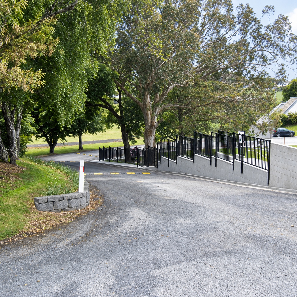 Completed driveway and retaining walls